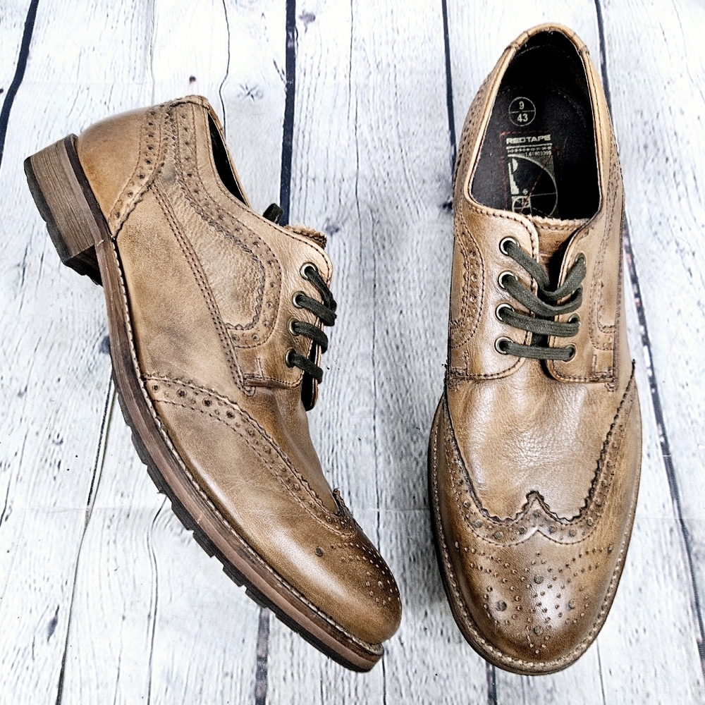 RED TAPE | leather lace-up oxford brogue shoes